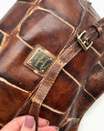 Dooney & Bourke Brown Crocodile Embossed Shoulder Bag