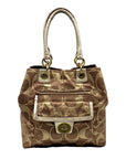 Coach Hampton Lurex Brown & Gold Canvas Shoulder Bag F15691