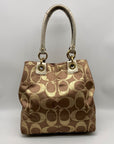 Coach Hampton Lurex Brown & Gold Canvas Shoulder Bag F15691