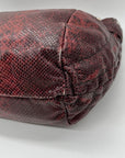 Furla Red Snakeskin-Embossed Leather Hobo Shoulder Bag