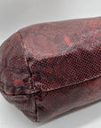 Furla Red Snakeskin-Embossed Leather Hobo Shoulder Bag