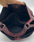Furla Red Snakeskin-Embossed Leather Hobo Shoulder Bag