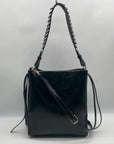 Zara Black Faux Leather Bucket-Style Shoulder Bag