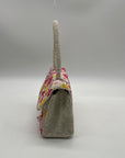 Mar Y Sol Cream Beaded Baguette Shoulder Bag
