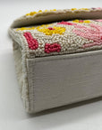 Mar Y Sol Cream Beaded Baguette Shoulder Bag