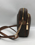 Michael Kors Brown Monogram Canvas Jet Set Travel Crossbody Bag