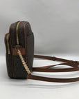 Michael Kors Brown Monogram Canvas Jet Set Travel Crossbody Bag
