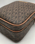 Michael Kors Brown Monogram Canvas Jet Set Travel Crossbody Bag