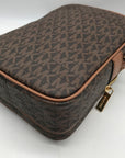 Michael Kors Brown Monogram Canvas Jet Set Travel Crossbody Bag