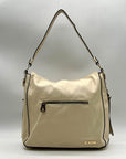 Montana West Cream Leather Shoulder Bag