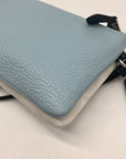 Coach White and Blue Signature Canvas Corner Zip Wristlet