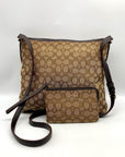 Coach Signature Khaki Canvas File Crossbody Bag F58285 w/ Wristlet