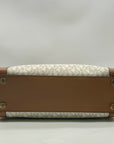 Michael Kors Cream And Brown Signature Coated Canvas Large Satchel