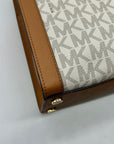 Michael Kors Cream And Brown Signature Coated Canvas Large Satchel