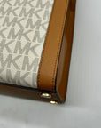 Michael Kors Cream And Brown Signature Coated Canvas Large Satchel