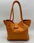 Vera Pelle Orange Pebbled Leather Shoulder Bag