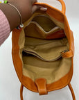 Vera Pelle Orange Pebbled Leather Shoulder Bag