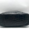 Brahmin Black Selma Croc Embossed Leather Shoulder Bag