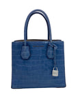 Michael Kors Studio Mercer Denim Croc-Embossed Convertible Tote