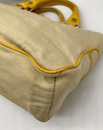 Celine Beige And Yellow Canvas Boogie Satchel Bag