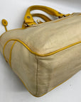 Celine Beige And Yellow Canvas Boogie Satchel Bag