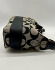 Coach Black Signature Strip Canvas Hobo Bag- F17434