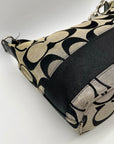 Coach Black Signature Strip Canvas Hobo Bag- F17434