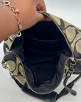 Coach Black Signature Strip Canvas Hobo Bag- F17434