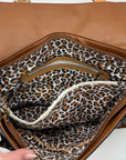 Move & Moda Brown Faux Leather Work Convertible Crossbody Briefcase