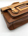 Move & Moda Brown Faux Leather Work Convertible Crossbody Briefcase