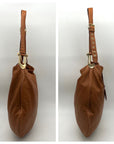 Badgley Mischka Acorn Brown Leather Hobo Bag