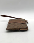 Coach Brown Signature Coated Canvas Wristlet