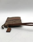 Coach Brown Signature Coated Canvas Wristlet