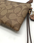 Coach Brown Signature Coated Canvas Wristlet