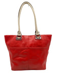 Tignanello Red Leather Double Pocket Shoulder Bag