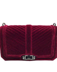 Rebecca Minkoff Red Quilted Velvet Chevron Crossbody Bag