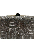 Perry White Silver Rhinestone Evening Clutch Bag
