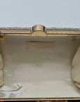Perry White Silver Rhinestone Evening Clutch Bag