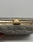 Perry White Silver Rhinestone Evening Clutch Bag