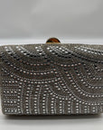Perry White Silver Rhinestone Evening Clutch Bag