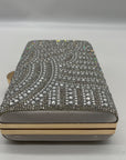 Perry White Silver Rhinestone Evening Clutch Bag
