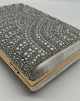 Perry White Silver Rhinestone Evening Clutch Bag