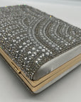 Perry White Silver Rhinestone Evening Clutch Bag