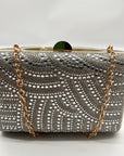 Perry White Silver Rhinestone Evening Clutch Bag