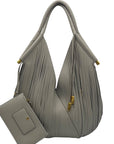 Donna Karan Zinc Leather Baldwin Shoulder Bag With Pouch
