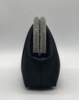 Nina Black Satin Crystal Frame Convertible Bag
