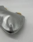 Arezzo Luna Silver Small Leather Baguette