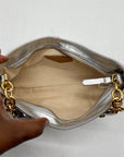 Arezzo Luna Silver Small Leather Baguette