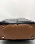 Tignanello Black And Brown Pebbled Leather Tote Bag