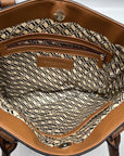 Tignanello Black And Brown Pebbled Leather Tote Bag